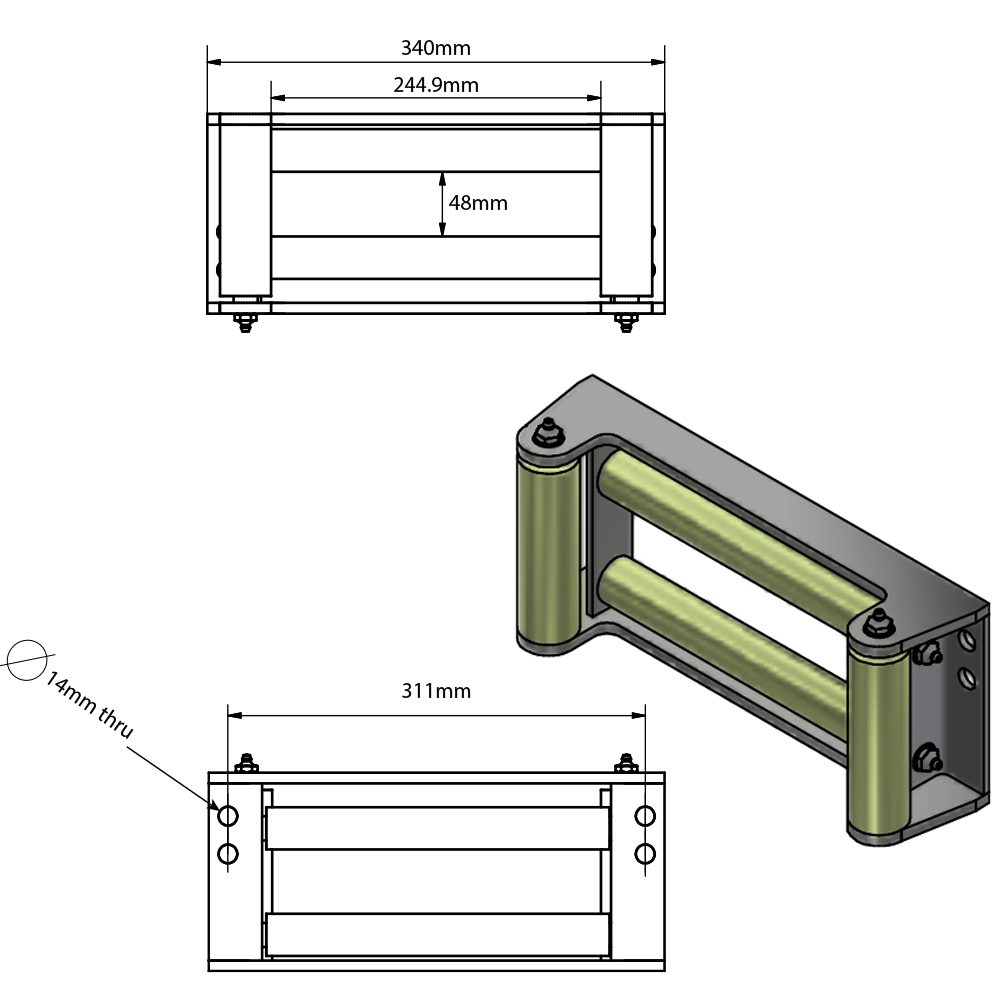 Ramsey HDP8000/10,000/12,000/ HDP34.9 Roller Guides (Long) RED RECOVERY EQUIPMENT DIRECT